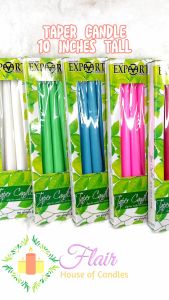 Flair Taper Candle 10 Elegant Smokeless Dripless Decorative Candle 4pcs per Box (4Hrs 30Mins Burn Time) 25.4cm Tall