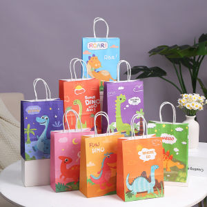 Forest Dinosaur Theme Birthday Gift Bag Dinosaur Tyrannosaurus Rex Gift Bag Cartoon Dinosaur Handbag