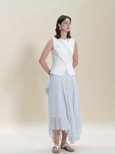 FAMANXUAN | French V-neck Acetate Vest Half-skirt Suit