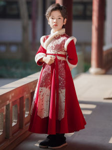 Boys Hanfu New Year Visit Traditional Chinese Costume Little Master National Style Winter Fashion Childrens Tang Suit
