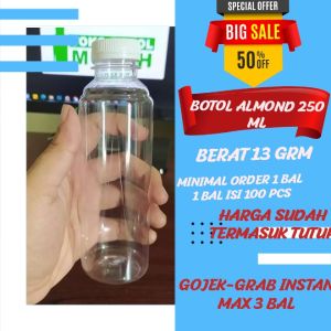 Botol Almond 250Ml-Botol Plastik 250Ml-Botol Minuman 250Ml-Per 50 Pcs Free Kardus