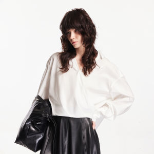 SEASON HIGH | Autumn Lace Collar V-Neck Back Button Detail Blouse