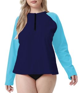 Amber plus Size Surfing Suit UPF50 Fat Woman Long Sleeves Swimsuit Conservative Surfing Beach Diving without Chest Pad