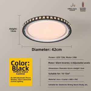 FANZHEN | Retro Style Walnut Wood Pattern Energy Saving Bladeless Ceiling Fan Light