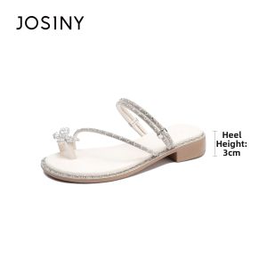 Josiny | Glitter Rhinestone Black Womens Beach Sandals