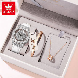 OLEVS Watch For Women Korean Style Elegant Leather Strap Original Waterproof Brand With Gift Box Buy 1 Take 2 Diamond Pattern