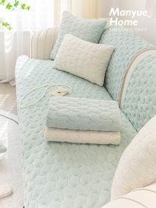 Anti-Slip Sofa Cover Cushion Autumn Winter Cream Color Milk Velvet Soft Plush Sofa Mat Warmth Storage Combination Sofa
