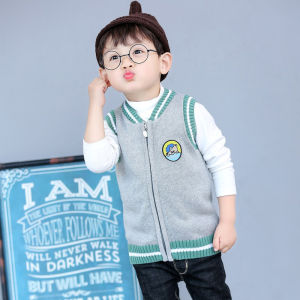 Áo Len Cardigan Dệt Kim Cho Bé Trai Bright Bear Baby Áo Khoác Mùa Xuân Thu Đa Năng Áo Vest Trẻ Em Áo Khoác Trẻ Em Áo Len Cardigan