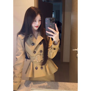 Chic Khaki Color Outerwear And Skirt Pants Set Beautiful Unique Fashionable Autumn Collection Two Piece Set Elegant Complete Outfit