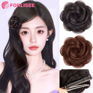 Synthetic Bun Hairpiece with Duckbill Clip Hair Accessories Rose Side Bun Styling Hair Pack Fluffy Hairpiece Women LM