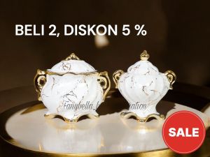 Bundling Satu Set pajangan Keramik Marble Gold Emas Putih Berkilau Mewah Import Dekorasi Rumah