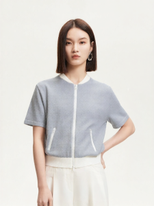 Vero Moda | Female Spring/Summer Cotton Blend Short Sleeve Color Block Knit Cardigan