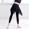 Girls Black Ballet Pants Dance Tights of Skirt Asymmetrical Chiffon Skirts Kids Training Pants Athletic Pants for Dance Daily. 