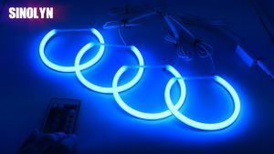 Halos Multi-สีRetrofitอุปกรณ์เสริม131มม. RGB Angel EyesสําหรับBMW 3 5 Series E46 E39 E36 E38 Sedan/Wagon/Coupe Xenonไฟหน้าปรับLED DRL