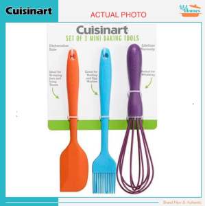 Cuisinart Set of 3 Mini Baking Tools Silicone Whisk Scraper Spatula Basting Brush