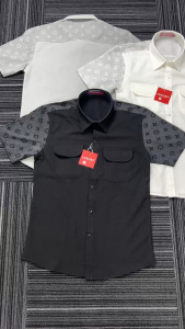 Áo sơ mi nam tay ngắn thêu họa tiết mẫu mới MLCL