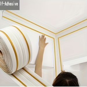 2.3M/Roll Inner and outer corner stickers decorative line skirting lineself-adhesivewaterproof ceiling background walldecoration