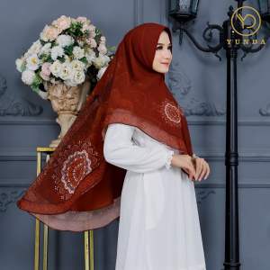 Khimar Printing Ceruty Babydoll 2 Layer pola Oval Mini YUNDA Y04 muslim instant syari