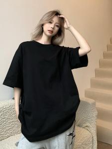 New 2025 Couples Loose Fit Pure Cotton Short Sleeve T-Shirt in Solid Colors for Men And Women Spring Summer Casual Wear