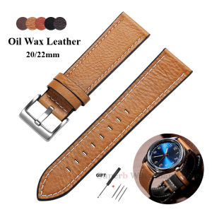 Vintage Oil Wax Leather Watchband 20mm 22mm for Seiko Stitching Cowhide Strap for Omega Men Sport Bracelet Brown Watchband