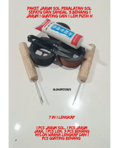 Paket Jarum Sol Peralatan Sol Sepatu Dan Sandal 3 Benang 1 Jarum 1 gunting Dan 1 Lem Putih A1