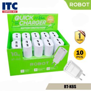 Adaptor Batok Kepala Charger Robot RT-K6S 2.4A 2 Port Output 1 Kotak Isi 10pcs Original Bergaransi