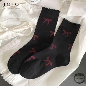 Bow Heart-shaped Luck Red Socks