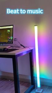 DingDian LED Sound Activated Floor Lamp RGB 4D Rhythm Gaming Light with Music Sync for Bedroom Living Room & Corner Dynamic Color Changing Ambient Lighting