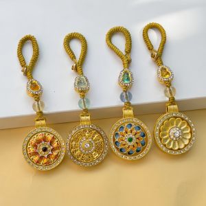 已开光 招财 轻奢古法沙金新中式钥匙扣复古风百搭挂饰气质时尚挂件礼物 Light Luxury Ancient-style Sand Gold New Chinese Keychain Retro Style Versatile Pendant Elegant and Fashionable Pendant Gift