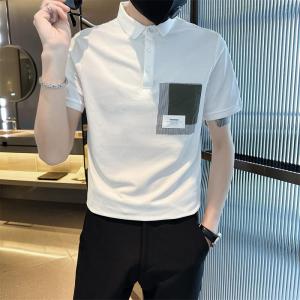 Polo Shirt Short Sleeve Men Summer Pocket Design Fancy Fashion Brand All-Matching Casual T-shirt Trendy Silm Tops