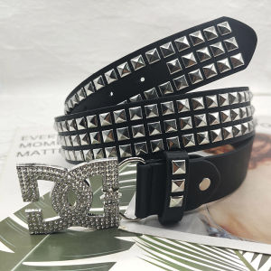 YK2 luxury women rhinestone punk belt hot girl fashion rivet leather embedded decorative unique style