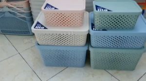 Rổ Nhựa Có Nắp Nhiều Size Cao Cấp - Nhựa Hiệp Thành - Giỏ Đựng Đồ Đa Năng Màu Pastel