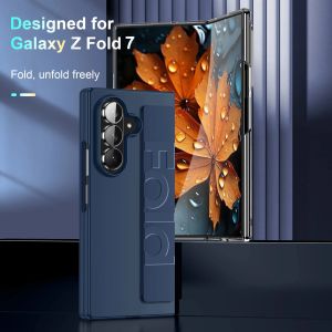 Ultra-Thin Elastic Silicone Wrist Strap Matte PC Phone Case For Samsung Galaxy Z Fold 7 6 5 4 3 ZFold 7 5G Shockproof Hard Cover