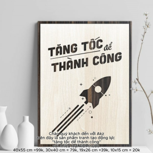 Tranh gỗ 3D cắt lớp – Tăng tốc để thành công  “Tăng tốc để thành công” là thông điệp truyền cảm hứng mạnh mẽ dành cho những ai đang trên đường đua của sự nghiệp kinh doanh và khát vọng. Thành công không chờ đợi ai – chỉ dành cho những người dám bứt phá