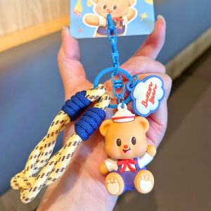 2025 New Butter Bear Keychain Couple Set Cartoon Bag Decor Exquisite Keychain Creative Gift PVC Metal Material Cultural Keychain