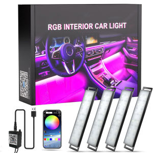 Quality Car Atmosphere Lights Interior Lights with App Control Music Sync RGB LED Lights Bar for Car Lighting with USB Charger
