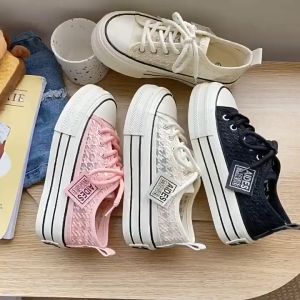 SUN รองเท้าแฟชั่นผู้หญิง รองเท้าสกอลล์ รองเท้าส้นสูง4cm รองเท้าผ้าใบ ตาข่ายระบายอากาศ TP218