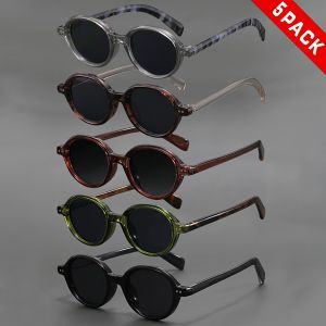 5pcs Men/Women Oval Plastic Frame Boho Personality Fashion Glasses For Outdoor Vacation Beach Party Music Festival Decoration