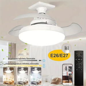 Ceiling Fan with Light 3-Level Dimmable APP&Remote Control Modern LED Folding Ceiling Fan Light for Bedroom Living Room E27Screw