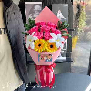 Creative Gift Bouquet Twist Stick Rose Graduation Birthday Valentines Day Christmas Gift for Girls Daily Use Gift Bag Packaging