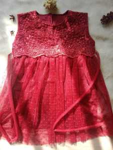 (Luwis Collection) Dress brokat tille anak perempuan umur 2-7 tahun