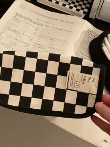 Canvas Checkerboard Flap Pen Case: A Large Capacity Pencil Bag for Travel Stationery Organizer