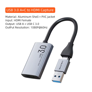 Cabletime | CABLETIME 4K Video Capture Card with PD 100W USB/Type-C for PC Gaming Live Streaming Video Recorder Game Grabber Camera