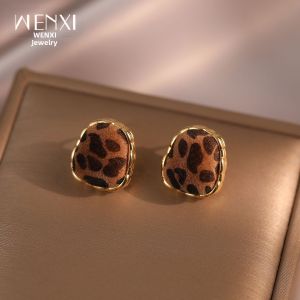 WENXI | Unique Beautiful Leopard Print Fluffy Earrings Small Niche Design