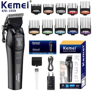 Tông Đơ Cắt Tóc Điện Chuyên Nghiệp KEMEI 1858 DLC Blade USB Sạc Tông Đơ Cắt Tóc Cho Nam Râu & Máy Cắt Tóc Với Nhiều Đính Kèm Chiều Dài
