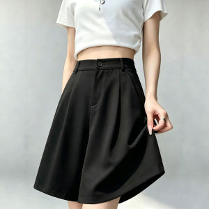 YAYANGREN | Black Cool Silk Chiffon A-line Wide-leg Culotte Shorts