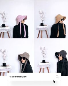SpeakBaby.ID Produk / Topi Bucket Wanita Dewasa Wide Hat Remeja Polos Aksen Tali Fashion Korean Style Korea Pantai Outdoor