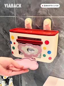 Suction Cup Wall Mounted Tissue Box Towel Holder Bathroom Washcloth Paper Towel Storage Box Easy Access Japanese Style