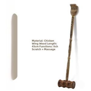 Multi-Functional Solid Wood Chicken Wing Scratcher Extendable Back Itch Reliever Elderly Pleasure Personal Care Massage Device