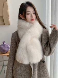 พ�าบกขนกระต่ายหรูหราสำหรับผู้หญิง หัวเข็มขัดยาว 170 ซม. ทรงสี่เหลี่ยม สไตล์เกาหลี หนังสือพิมพ์แบบสองด้าน ขนสัตว์แท้ ผูกคอแบบยาว ฤดูใบไม้ร่วง/ฤดูหนาว อบอุ่น
